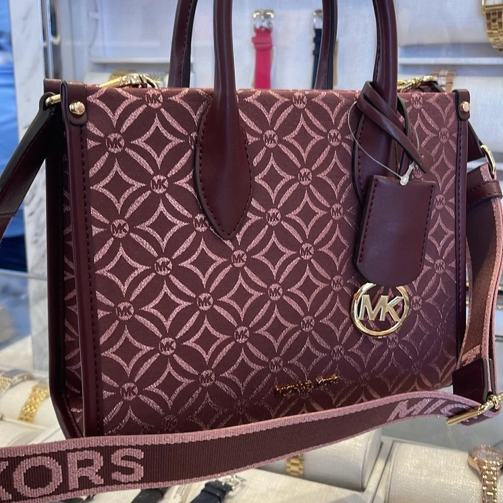 Michael Kors Mirella Small Metallic Logo Jacquard Crossbody Bag
Oxblood Multi - Picture 16 of 16